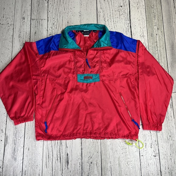 Vintage Columbia 1/4 Zip Windbreaker Mens Medium Neon Pink Lightweight Nylon Y2K - Picture 1 of 7
